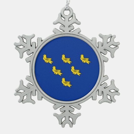 Flag of Sussex Snowflake Pewter Christmas Ornament (Vorderseite)