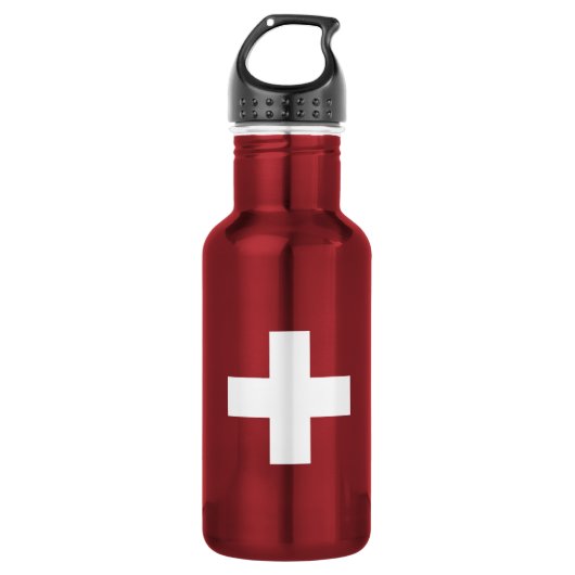 Flag of Switzerland – Schweiz – Suisse – Svizzera Edelstahlflasche (Vorderseite)