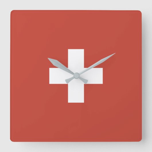Flag of Switzerland – Schweiz – Suisse – Svizzera Quadratische Wanduhr (Vorderseite)