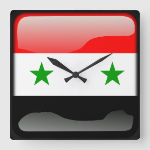 Flag of Syria Quadratische Wanduhr