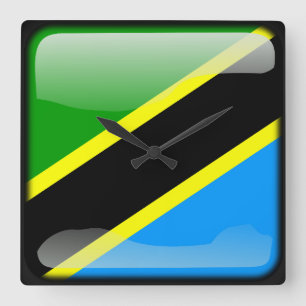 Flag of Tanzania Quadratische Wanduhr