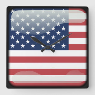 Flag of the United States of America Quadratische Wanduhr