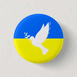 Flag of Ukraine Button - Dove of Peace - Freedom