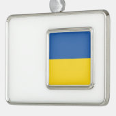 Flag of Ukraine Button Rahmen-Ornament Silber (Links)