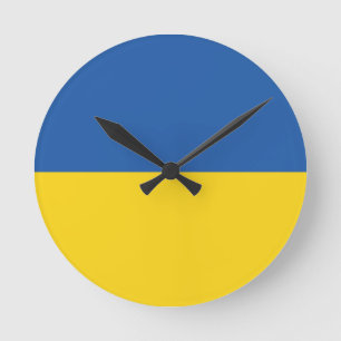 Flag of Ukraine Button Runde Wanduhr