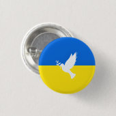 Flag of Ukraine - Dove of Peace - Freedom Button (Vorne & Hinten)