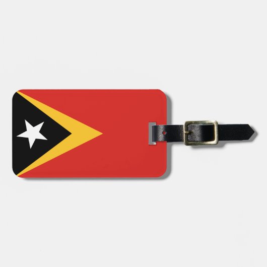 Flag Ost-Timor-Gepäckmarke mit Ledergurt Gepäckanhänger (Vorderseite horizontal)