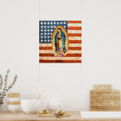 Flag "Our Lady of Guadalupe & USA United Staaten" Poster (Küche)