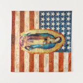 Flag "Our Lady of Guadalupe & USA United Staaten" Wandteppich (Vorderseite (Horizontal))
