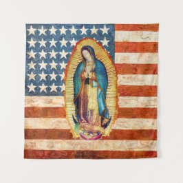 Flag "Our Lady of Guadalupe & USA United Staaten" Wandteppich