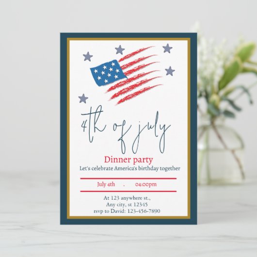Flag Patriot Party Einladung (Stehend Vorderseite)