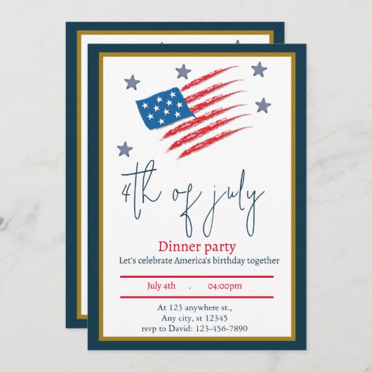 Flag Patriot Party Einladung (Vorne/Hinten)