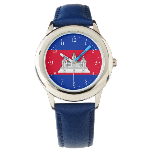 Flag Patriotic Kambodscha Armbanduhr (Vorderseite)