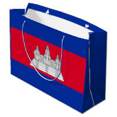 Flag Patriotic Kambodscha Große Geschenktüte (Rückseite Schrägansicht)