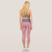 Flag Patriotic Red White Blue US Flagge Capri Leggings (Rückseite)