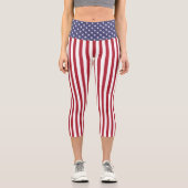 Flag Patriotic Red White Blue US Flagge Capri Leggings (Vorderseite)