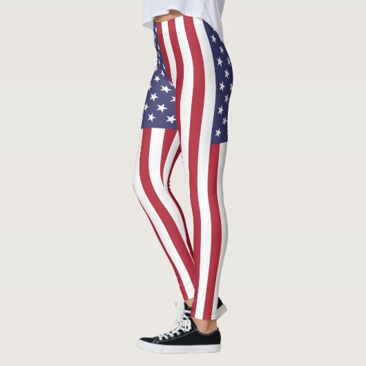 Flag Patriotic Red White Blue US Flagge Leggings (Links)