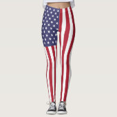 Flag Patriotic Red White Blue US Flagge Leggings (Vorderseite)