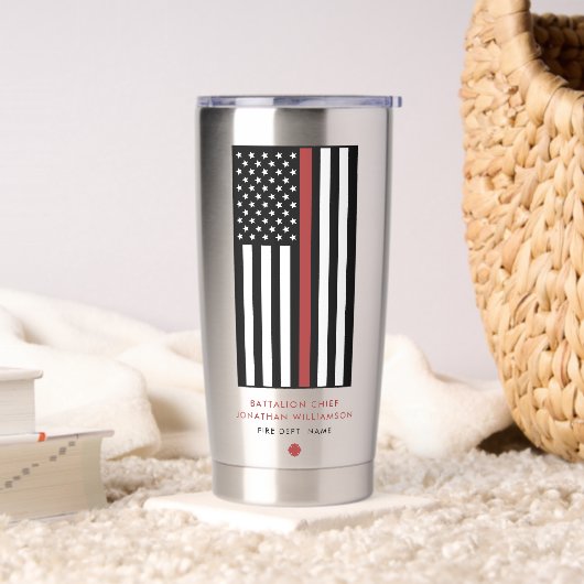 Flag "personalisierter Feuerwehrmann mit dünner ro Thermobecher (Wohnzimmer)