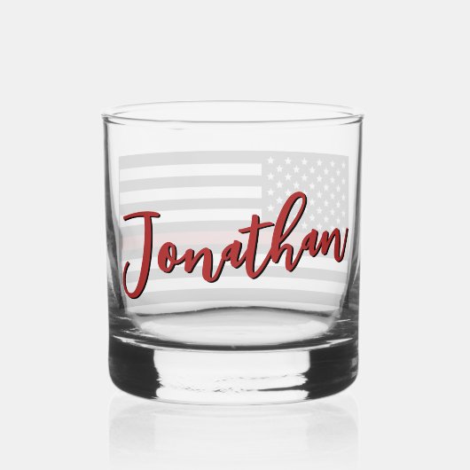 Flag "personalisierter Feuerwehrmann mit dünner ro Whiskyglas (Rückseite)