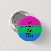 Flag Polysexualität mit Ze/Hir Pronouns Button (Vorne & Hinten)