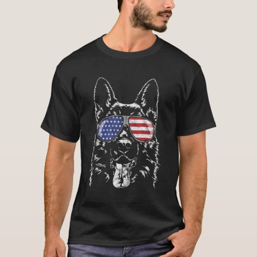 Flag Proud Ger Shepherd America T-Shirt (Vorderseite)