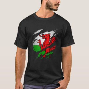 Flag Proud Welshs Torn Ripped Wales T-Shirt