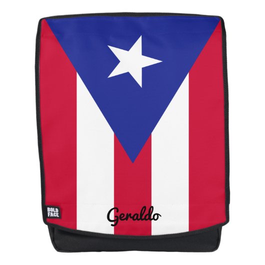 Flag Puerto Rico mit benutzerdefinierter Monogramm Rucksack (Vorderseite)