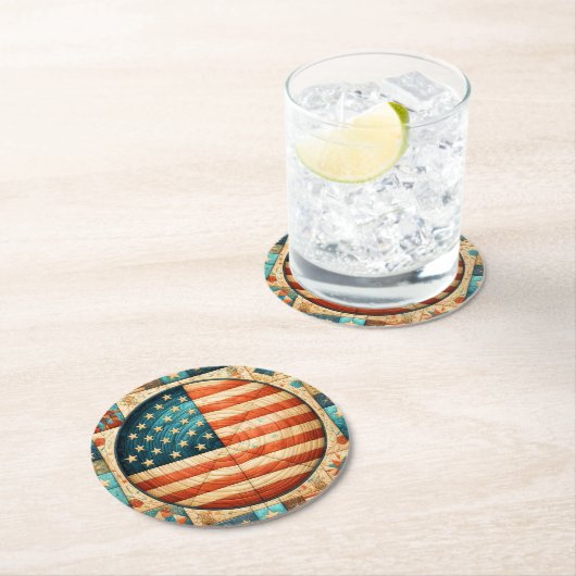 Flag Quilt Runder Pappuntersetzer (Vor Ort)