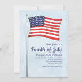 Flag Red White Blue Whimsical Fun Amerikanische Un Einladung (Vorderseite)