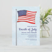 Flag Red White Blue Whimsical Fun Amerikanische Un Einladung (Stehend Vorderseite)