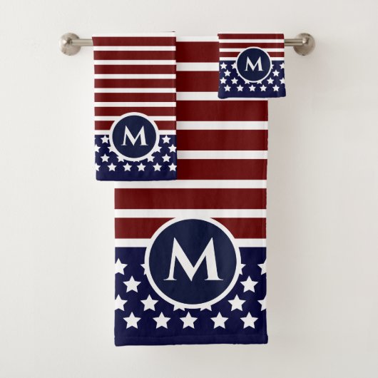 Flag Red White Strip Flag Badhandtuch Set (Insitu)