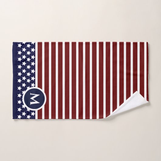 Flag Red White Strip Flag Badhandtuch Set (Handtuch)