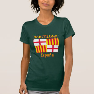 Flag Red White Yellow Barcelona Grafik T-Shirt