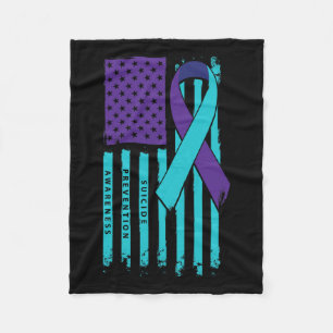 Flag Ribbon Suicide Bewusstsein psychische Gesundh Fleecedecke