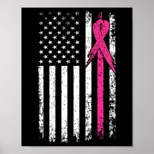 Flag Rosa Ribbon Brustkrebs Aufklärung Monat Poster (Vorne)