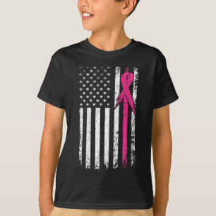 Flag Rosa Ribbon Brustkrebs Aufklärung Monat T-Shirt