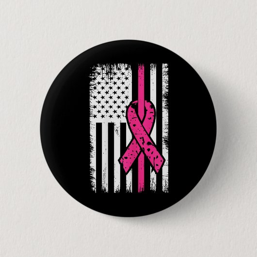 Flag Rosa Ribbon Brustkrebs Bewusstsein Monat 1 Button (Vorderseite)