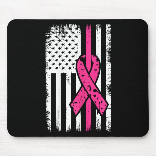 Flag Rosa Ribbon Brustkrebs Bewusstsein Monat 1 Mousepad (Vorne)