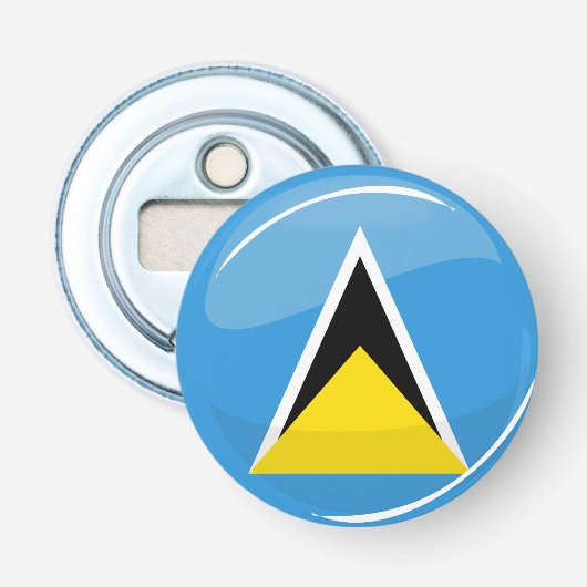 Flag Round St. Lucia Flaschenöffner (Vorderseite)