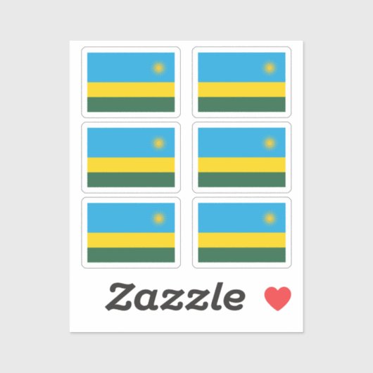 Flag Ruanda Collection Pack mit 6 Aufkleber (Blatt)