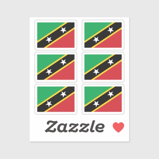 Flag Saint Kitts & Nevis Collection Packung mit 6  Aufkleber (Blatt)