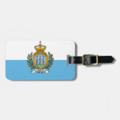 Flag San Marino Gepäckmarke mit Lederband Gepäckanhänger (Vorderseite horizontal)