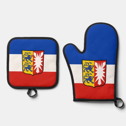 Flag Schleswig-Holstein Mouse Pad Ofenhandschuh & Topflappen-Set (Vorderseite)
