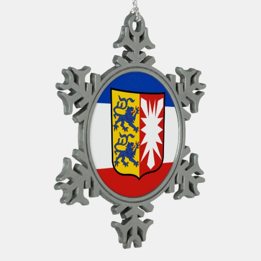 Flag Schleswig-Holstein Snowflake Pewter Christmas Schneeflocken Zinn-Ornament (Links)