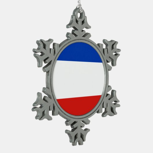 Flag Schleswig-Holstein Snowflake Weihnachten Zwie Schneeflocken Zinn-Ornament (Links)