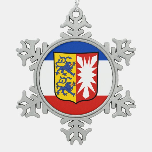 Flag Schleswig-Holstein Snowflake Weihnachten Zwie Schneeflocken Zinn-Ornament (Vorderseite)