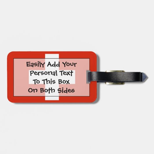 Flag Schweiz Easy ID Persönliche Daten Gepäckanhänger (Rückseite horizontal)