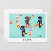 Flag Semaphore Labradors senden Nachricht von PEAC Postkarte (Vorne/Hinten)