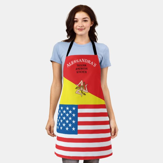 Flag Sizilien Flag of America Customized Schürze (Getragen)